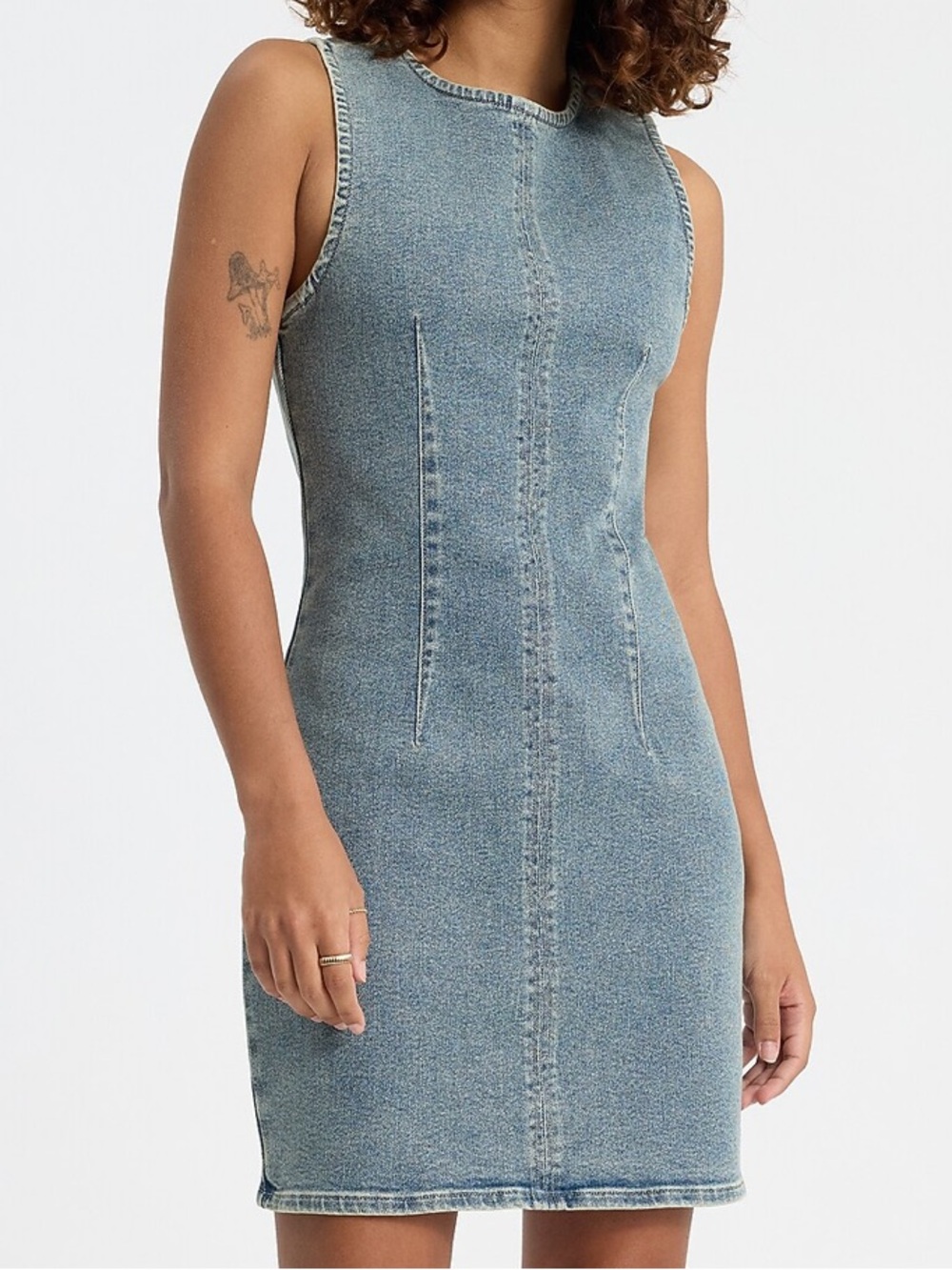 Denim Sleeves Hyper Sculpt Mini Dress Express XL